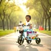 pP (63) Baby Kids Tricycle with , Comfortable Seat & Basket-Blue