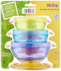 images (57) Nuby Stackable Suction Bowls for Babies | BPA-Free Baby Feeding Bowls Set