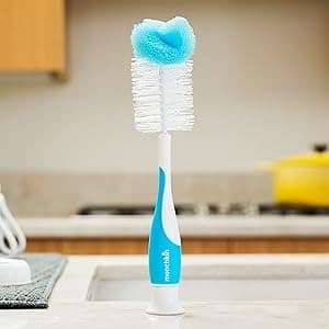 Munchkin Bristle Baby Bottle Brush, Includes Suction Base - Blue