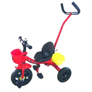 2025/12/1000465695.jpg Kids Tricycle with Parent Push Handle, Backrest & Basket –Red