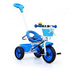2025/12/1000662146.jpg Baby Tricycle with Push Bar, Comfortable Seat & Basket-Blue