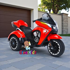 Kids Electric Ride-On Motorbike with 3 Wheels – Rechargeable -Red