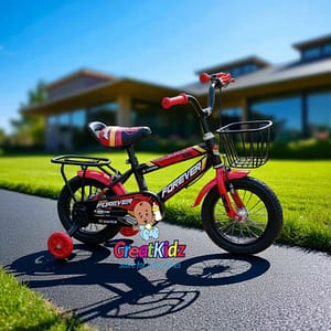 PhotoGrid_Site_1751642828220 FOREVER 12 Inch Kids Bicycle with Basket & Training Wheels – Red & Black