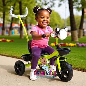 Photoroom-20250918_114340731 (1) Kids Tricycle with Parent Push Handle, Backrest & Basket – Green