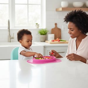 lifestyle-shot-d3e22de1-504b-4aab-a6d6-a0b7e91fa2d7 Silicone Suction Divided Baby Feeding Plate 2-Section