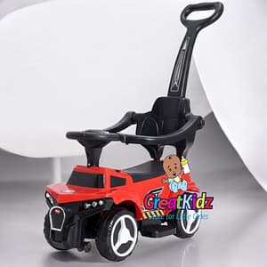 2026/03/1000624499.png Baby Push Ride-On Car with Parent Handle | Toddler Ride-On Toy Car with Safety Guard - 1-3 Years -Red