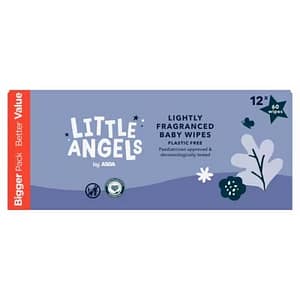 5063089294567_T1 Little Angels Baby Wipes 12 Packs – Lightly Fragranced Gentle Baby Wipes 12x60