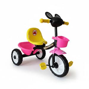 Product Beautifier-8deb0d54-8b46-46b4-9cfb-8f2dccaa2746 Kids Tricycle with Dual Storage Baskets & Mouse Ear Handlebar Design