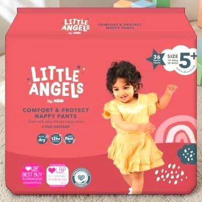 Little Angels Nappy Pants Size 5+ (36 Pack) – Comfort & Protect Baby Pants Diapers