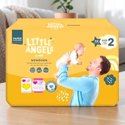 5063089054505_T1 (3) Little Angels Newborn Nappies Size 2 (44 Pack) – Jumbo Soft & Breathable Baby Diapers