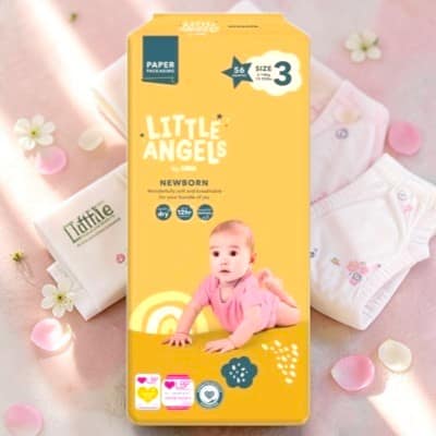 Little Angels Baby Nappies Size 3 (56 Pack) – Soft & Breathable Baby Diapers