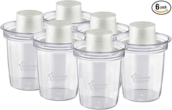 Tommee Tippee Breast Milk Storage Pots 6 Pack – BPA-Free Baby Food & Milk Storage Containers with Lids