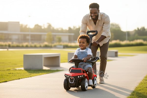 car (1) Kids Push Car with Parent Handle Uganda – Premium Ride-On Car for Toddlers with Safety Guard Rail, Footrest & Steering Wheel