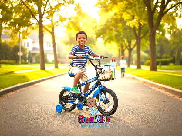 Children’s 16” Bike with Basket & Training Wheels- Blue