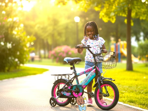Children’s Sports Bicycle with Stabilizers & Basket – 12 Inch - Pink