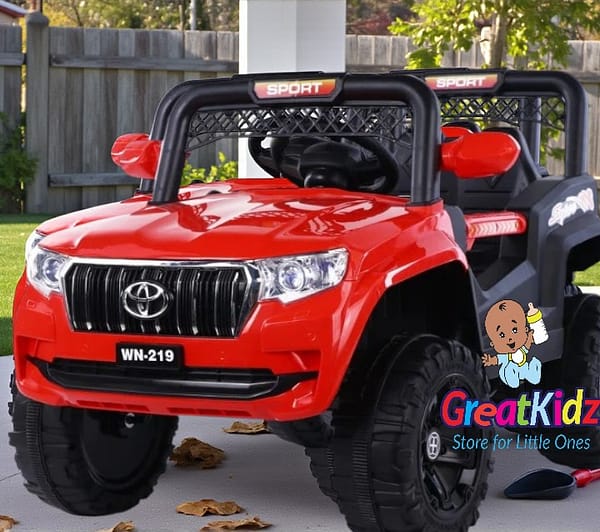 12V Kids Off-Road Ride-On Jeep – Big Wheels, LED Lights & Remote Control- Red