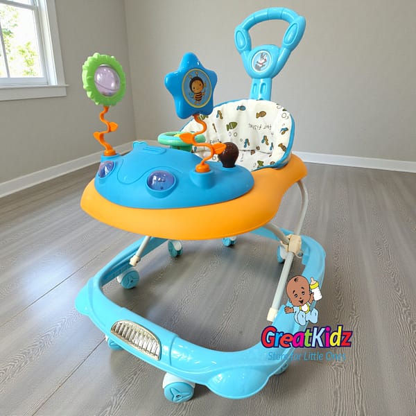 Baby Walking Trainer & Musical Activity Tray - Blue