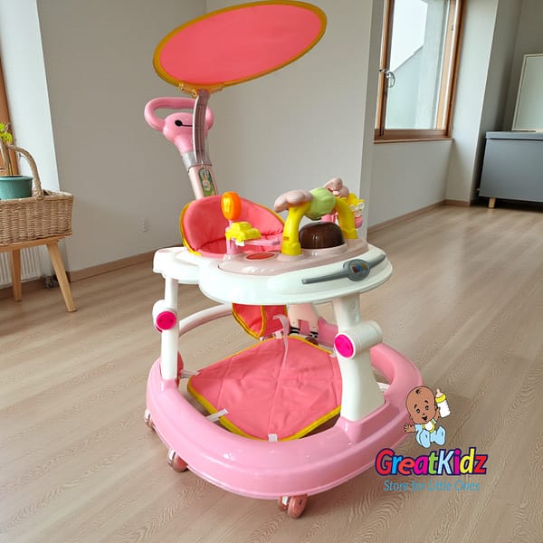 Baby Walking Trainer with Canopy & Musical Activity Tray