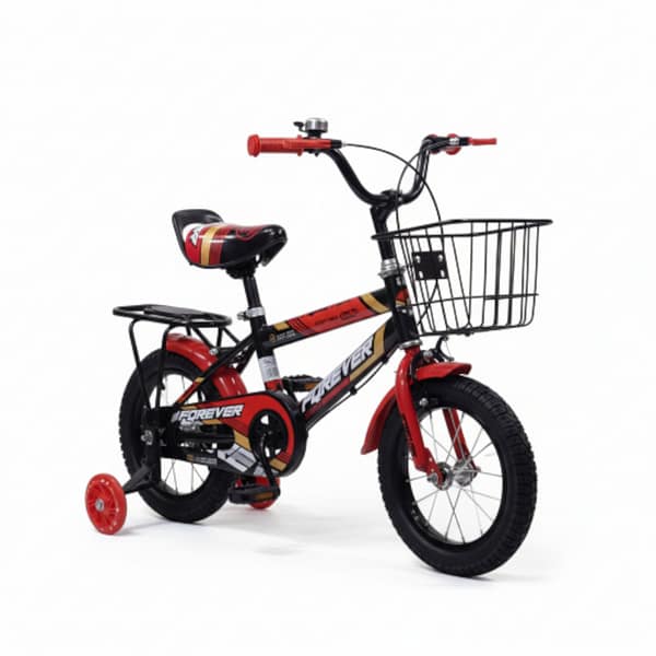 2025/12/1000600896.png FOREVER 12 Inch Kids Bicycle with Basket & Training Wheels – Red & Black