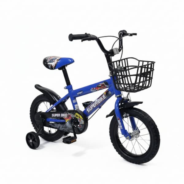 2025/12/1000600898.png Children’s 12" Bicycle with Basket & Training Wheels – Blue
