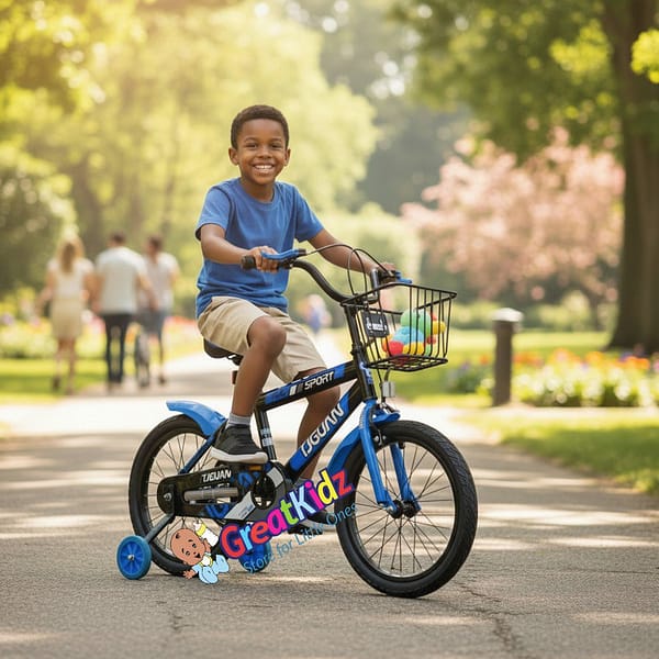 2025/12/1000662313.jpg Children’s 16” Bike with Basket & Training Wheels- Blue