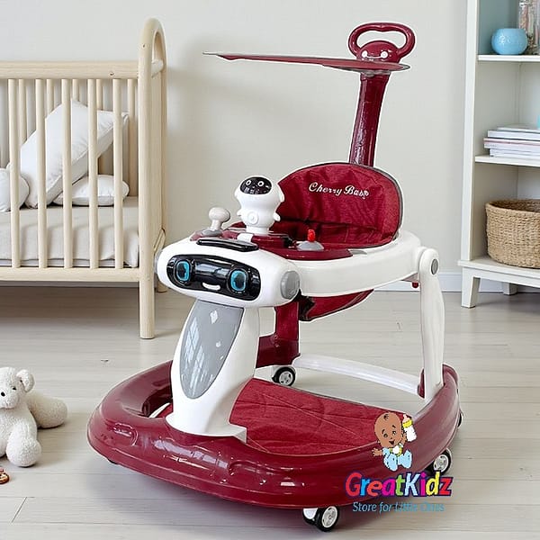 Smart 3-in-1 Baby Walker with Activity Center & Push Handle