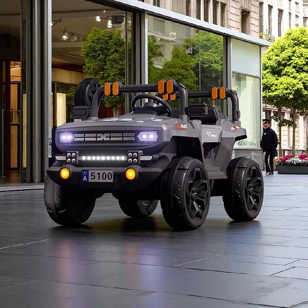 7120804359 (4) 12V Kids Ride-On Off-Road Jeep with Lights & Music – Strong Wheels, Remote Control