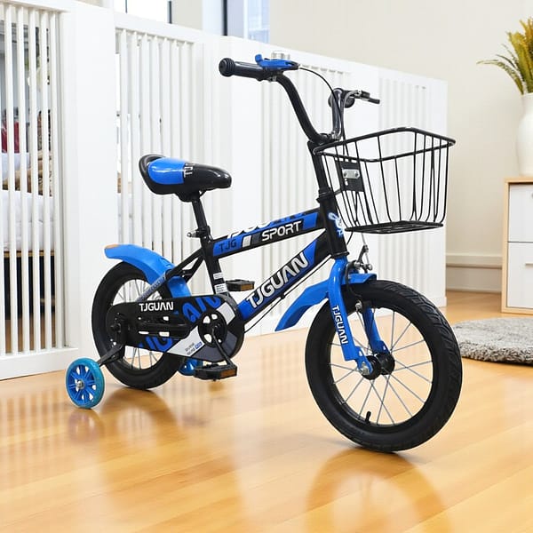 Ll TIGUAN 12 Inch Kids Bicycle with Basket & Training Wheels – Blue TJG Sport