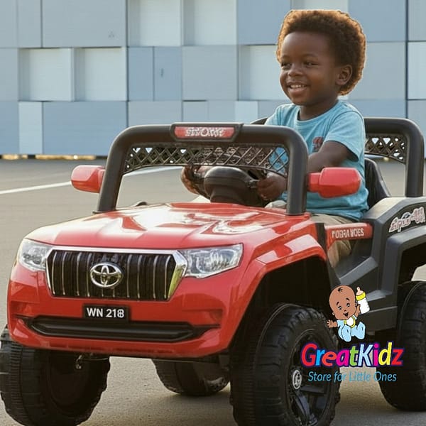 12V Kids Off-Road Ride-On Jeep – Big Wheels, LED Lights & Remote Control- Red