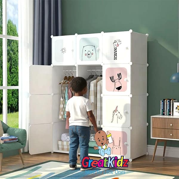Modular Kids Wardrobe Closet with Cartoon Doors