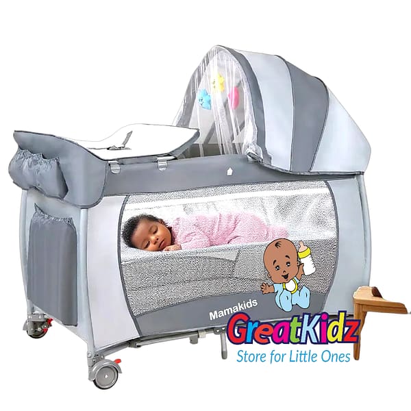 Mama Kids Baby Travel Cot with Mosquito Net | Portable Foldable Baby Playpen