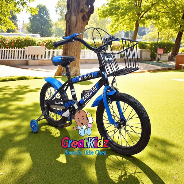 Children’s 16” Bike with Basket & Training Wheels- Blue