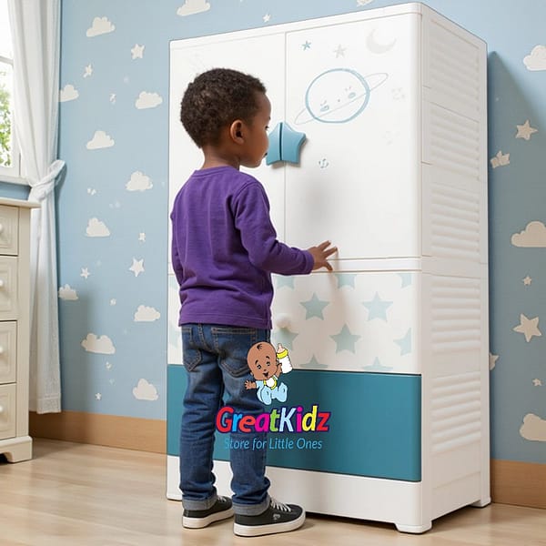 Kids Clothes Wardrobe Cabinet with Storage Drawers