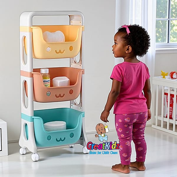 Children’s Baby Storage Cabinet | 3-Layer Rolling Organizer