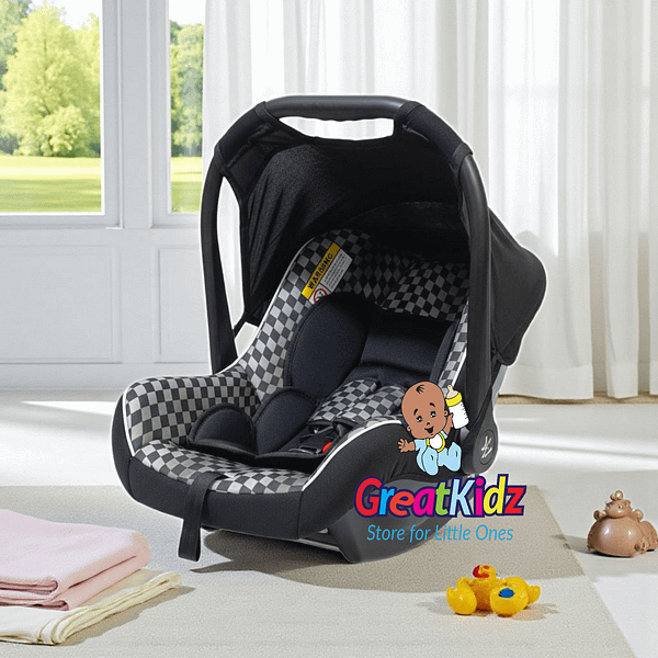 Portable Newborn Travel Car Seat with Canopy & Carry Handle - Grey