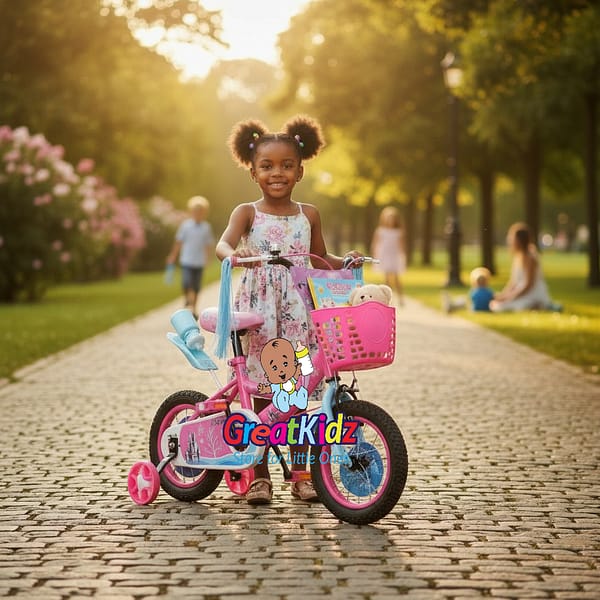 Photoroom-20251210_194936373 (1) 12-Inch Princess Girls Bicycle with Basket & Training Wheels | Kids Cartoon Bike