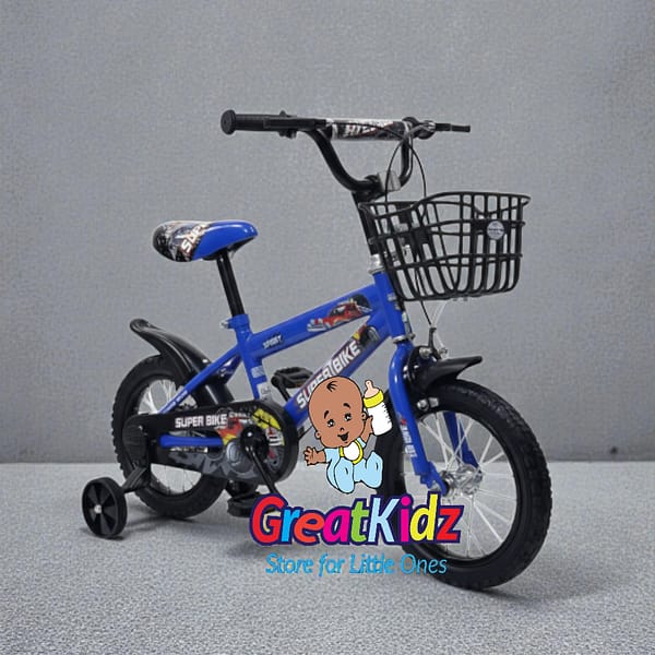Children’s 12" Bicycle with Basket & Training Wheels – Blue