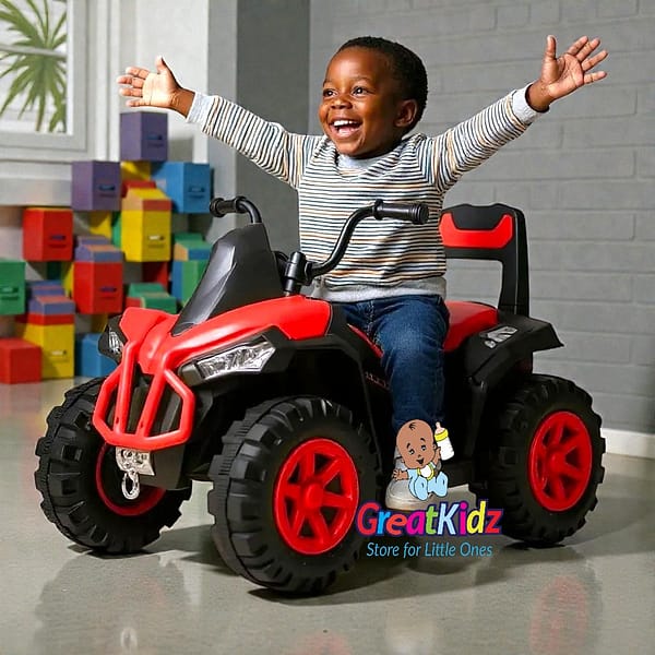 atv 6v red-Photoroom (1) 6V Mini Electric Quad for Kids | Lightweight Outdoor Ride-On