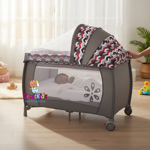 Mama Kids Baby Travel Cot with Mosquito Net | Portable Foldable Baby Playpen