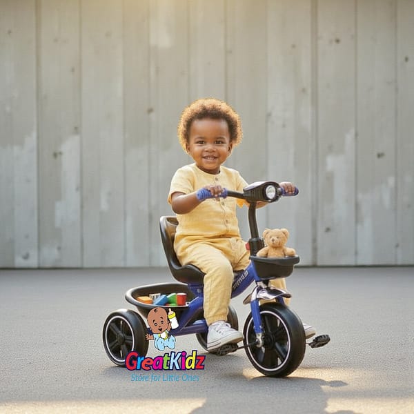 Baby Kids Tricycle with , Comfortable Seat & Basket-Blue