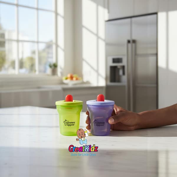 Tommee Tippee First Sips Trainer Cup – Soft Spout, Spill-Proof Baby Cup