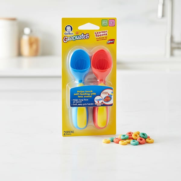 Gerber Learner Spoons by NUK – Soft Tip Baby Feeding Spoons (2 Pack)