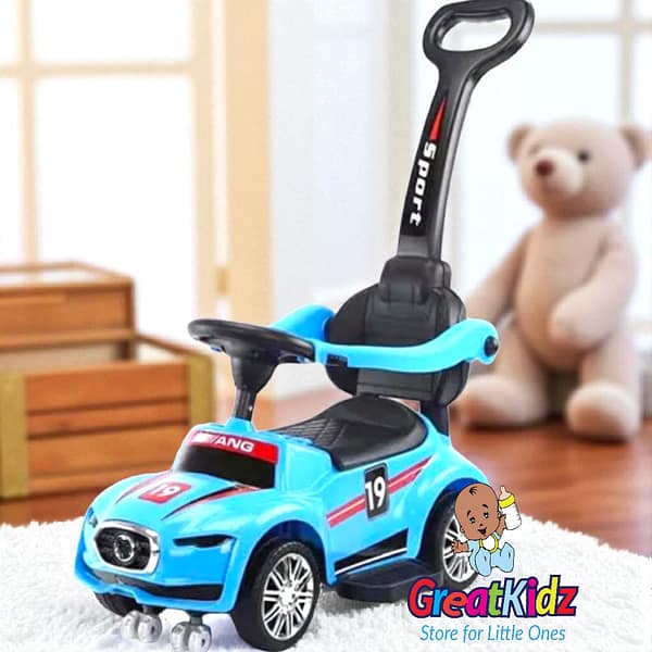 Kids Push Ride-On Car with Parent Handle | Toddler Ride-On Toy Car with Safety Guard - Blue 1-3 Years