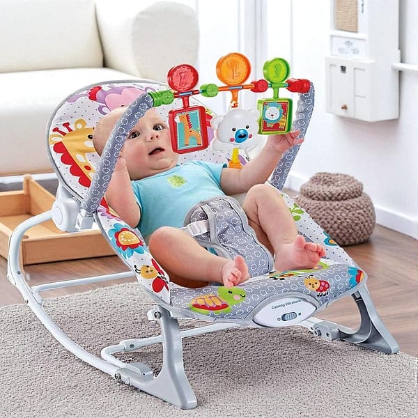baby-rocker-chair-baby-bouncing (6) Baby Infant Rocker Chair with Toy Bar & Vibration