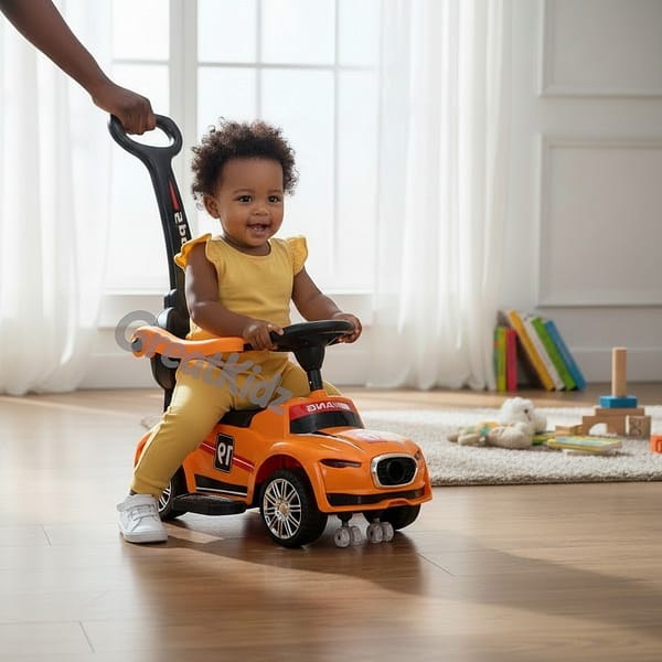 car (2) Kids Push Ride-On Car with Parent Handle | Toddler Ride-On Toy Car with Safety Guard - Yellow 1-3 Years