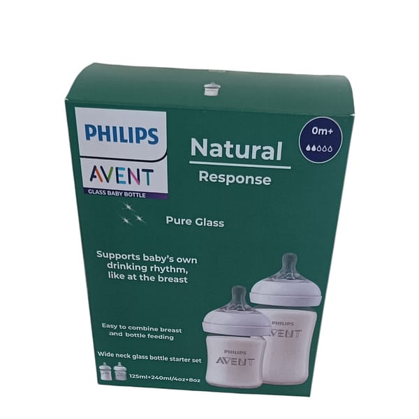 Philips Avent Glass Baby Bottles 2 Pack – Natural Response Feeding Bottles 125ml & 240ml