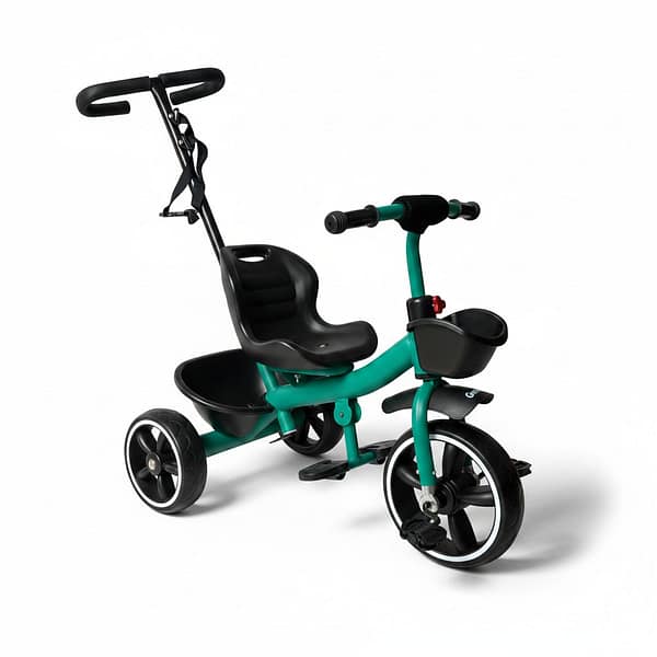 Push Handle Baby Tricycle with Parent Control & Storage Basket