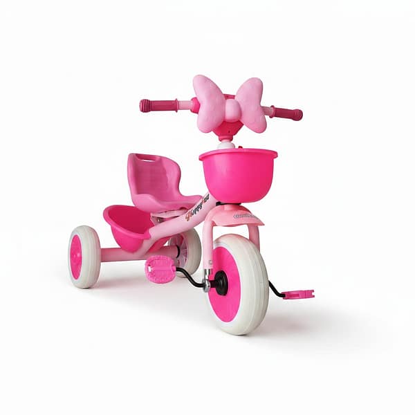 Product Beautifier-c8378ed8-9a5e-4155-b7a0-edb49b6e7aba Kids Tricycle with Front Storage Basket & Butterfly Handlebar Design -Pink